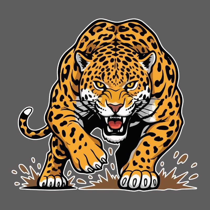 Jaguar Leopard Wildrennen Maskottchen Predator