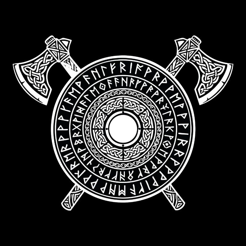 Viking Runic Shield and Norse Crusader Axes