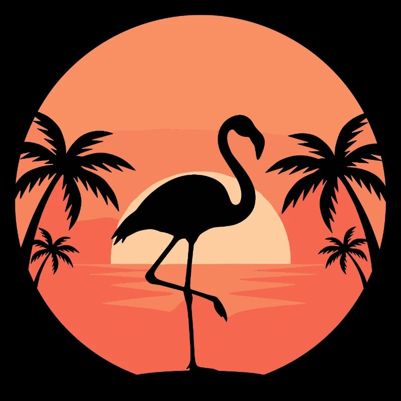 Flamant rose dans Sunset Tropic