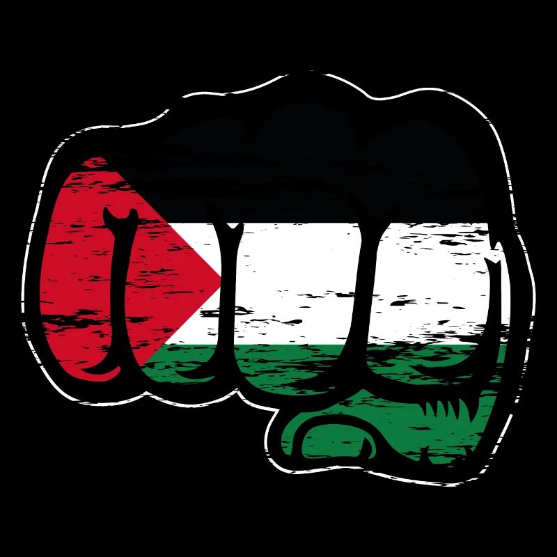 Drapeau de la Palestine poing à la main utilisé