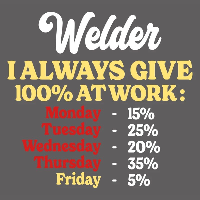 100% At Work Funny Welder Quote