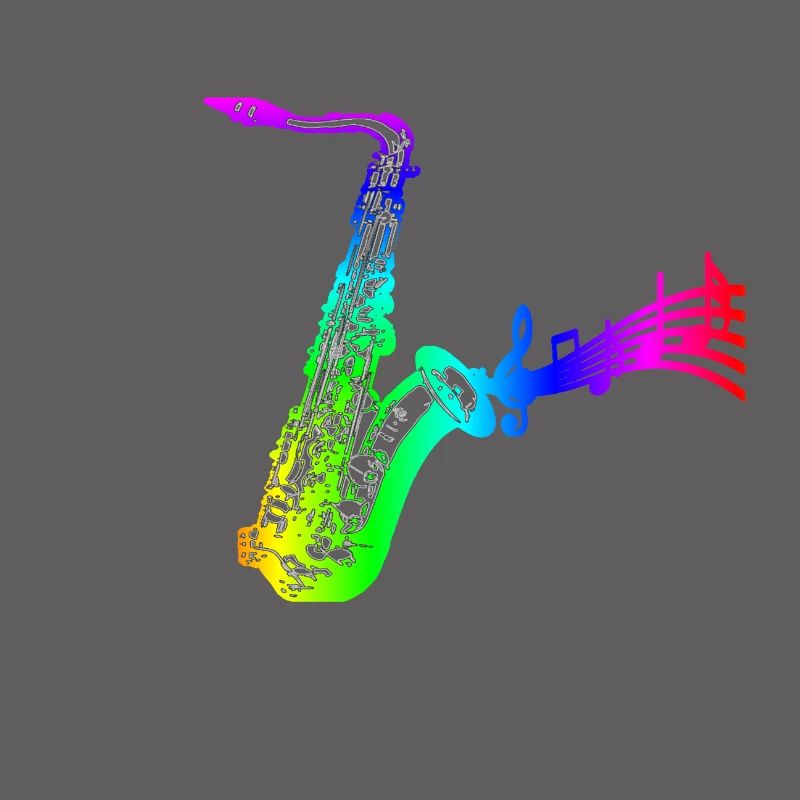 saxophone avec des notes colorées