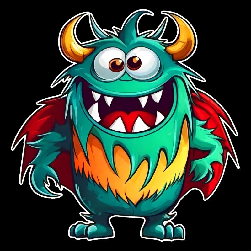 Monstre rieur mignon avec cape de super-héros