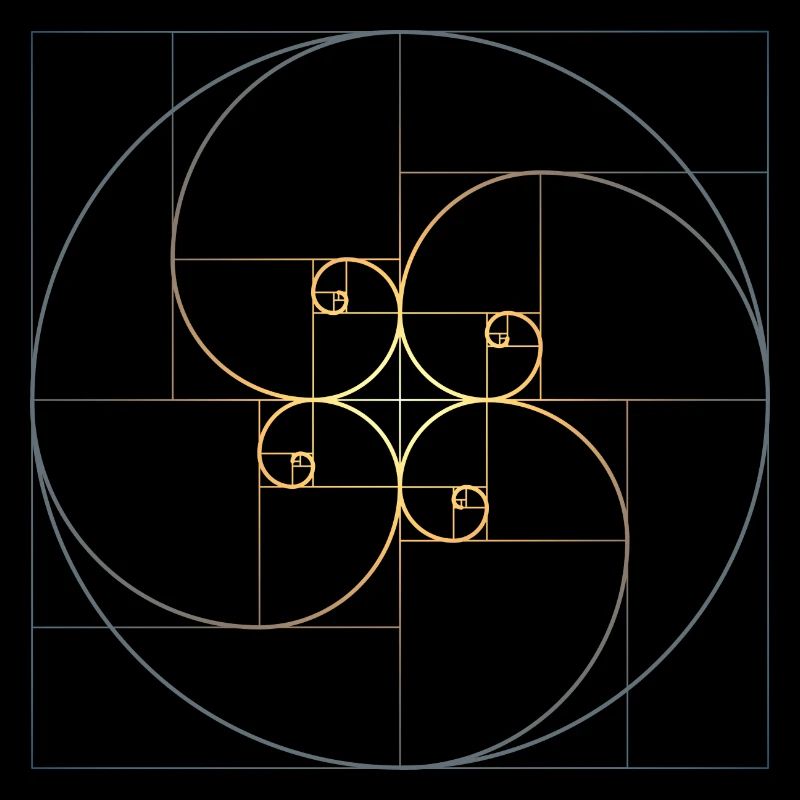 Fibonacci spirales géométrie de la section dorée Phi