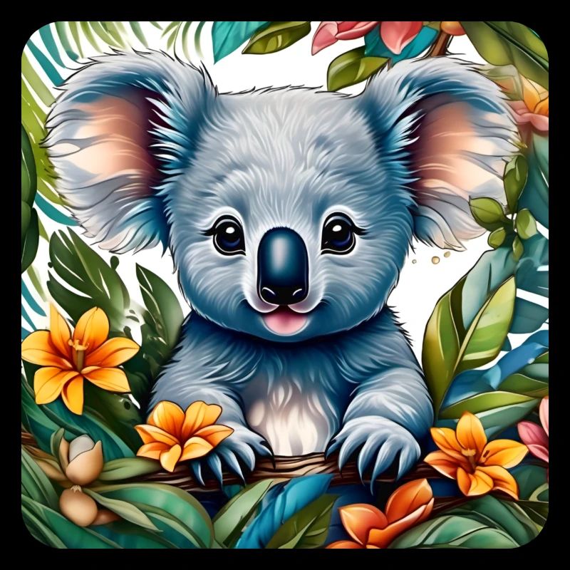 Cute Koala Bear with Flowers