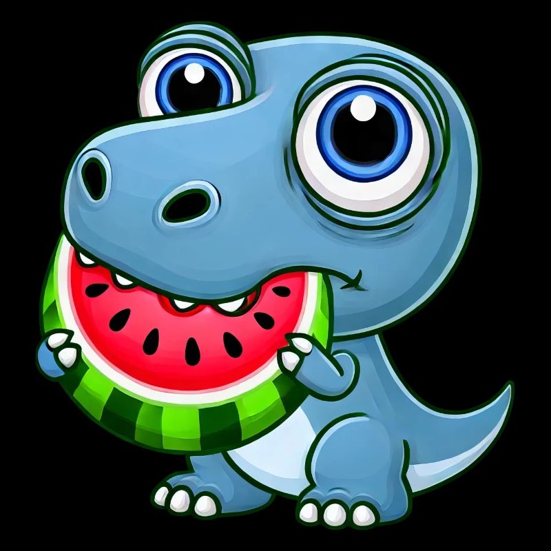T-Rex Dinosaurier mit Melone Sommer Cartoon