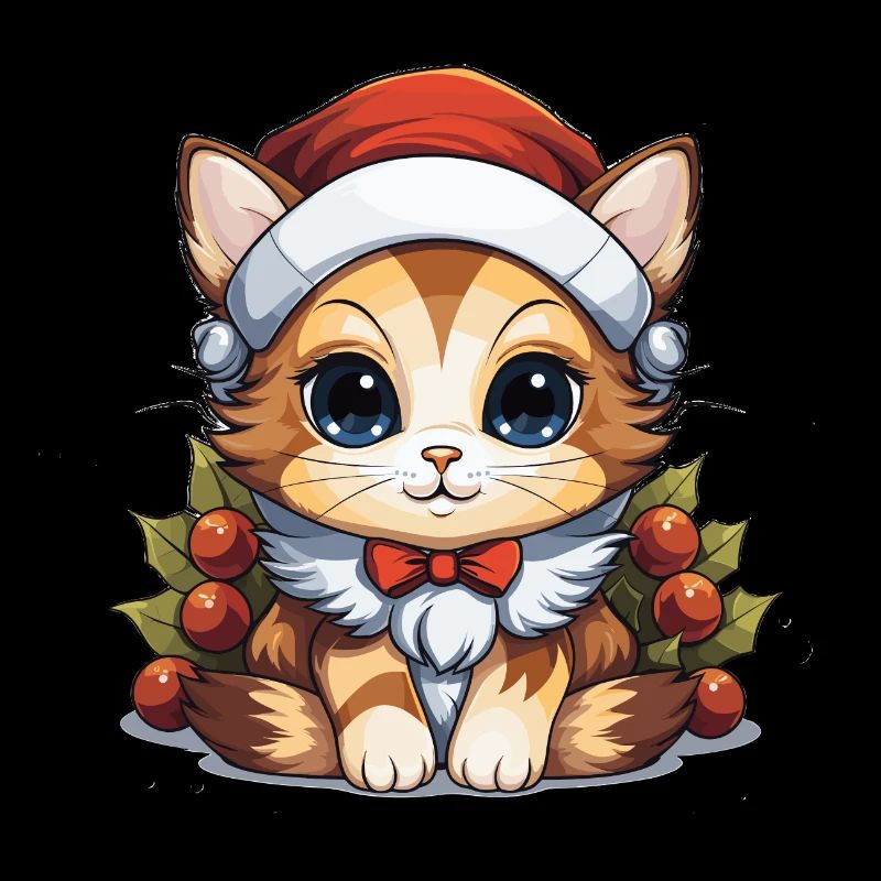 Design de Noël de chat - Style Kawaii