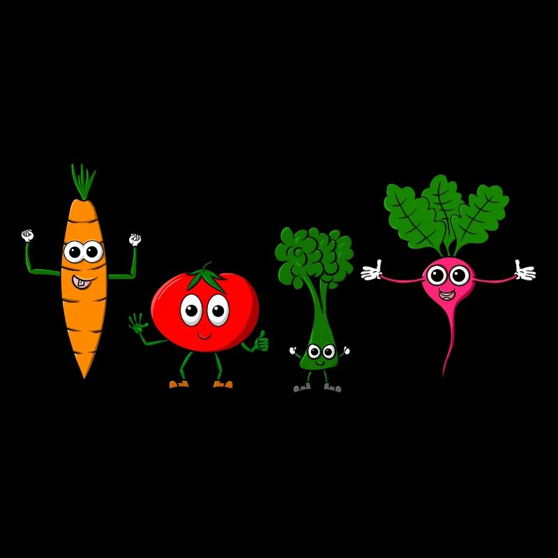 Vegetable figures posing