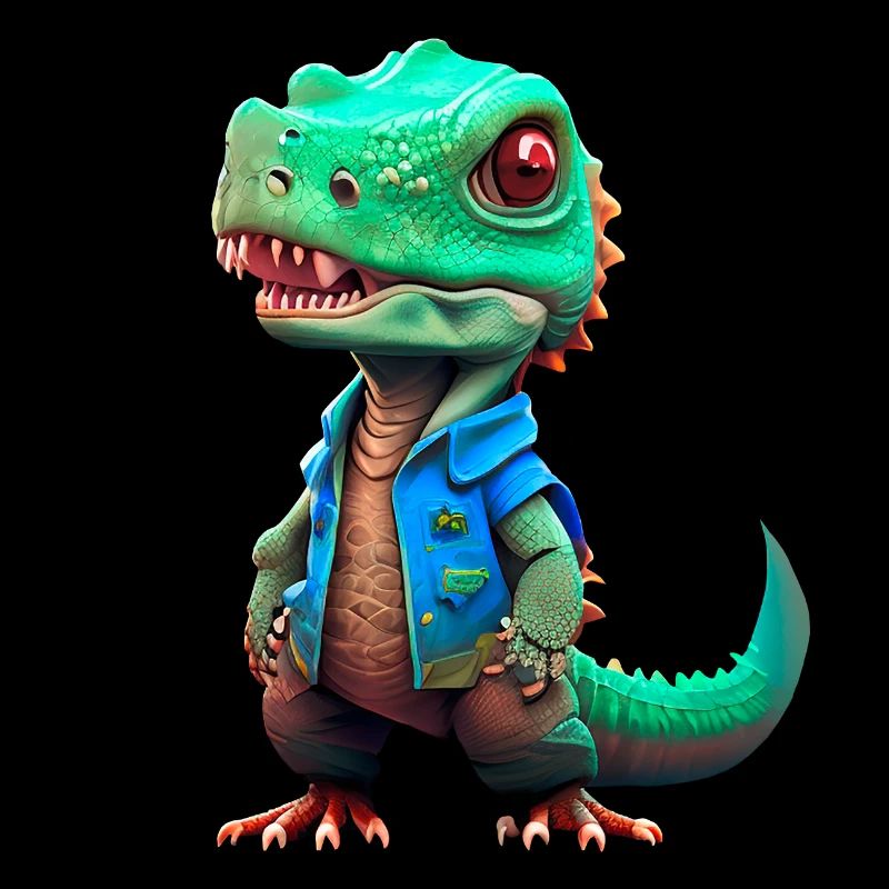 small T-Rex in denim jacket