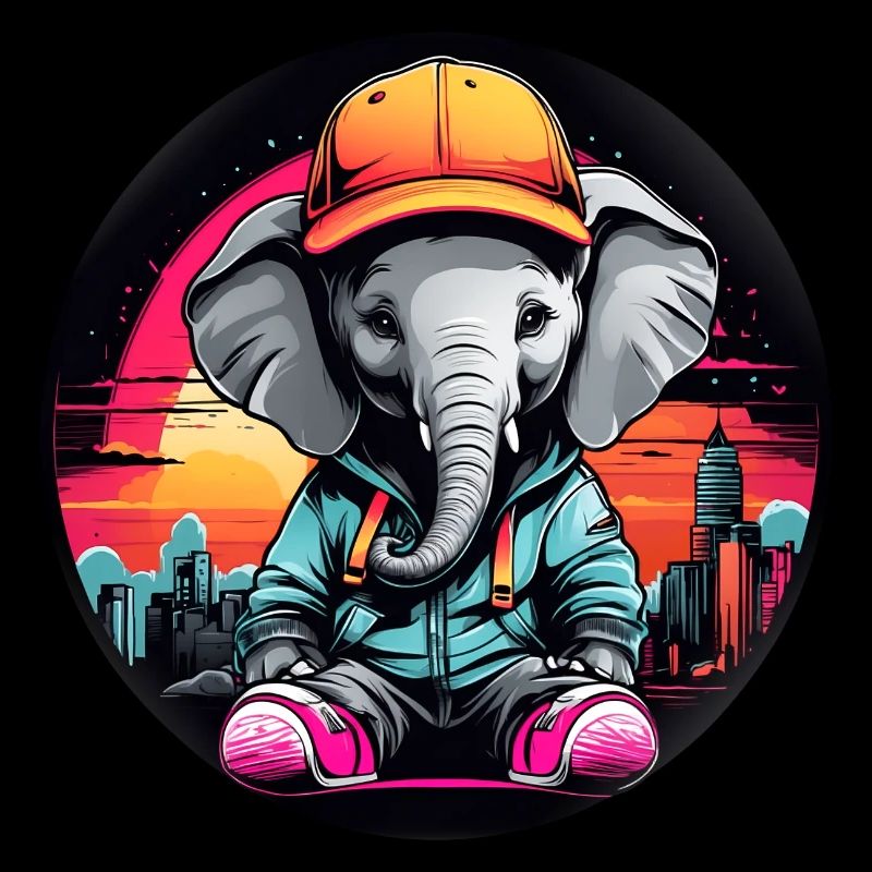 Süßer kleiner Elefant mit Freizeitlook mit Kappe