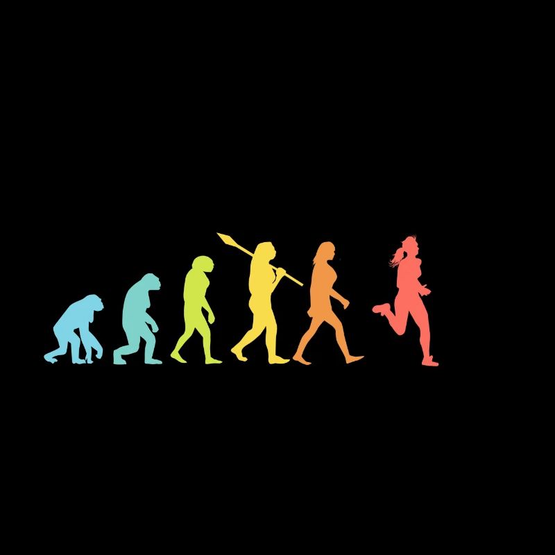 Evolution Joggerin Frau Geschenk bunt