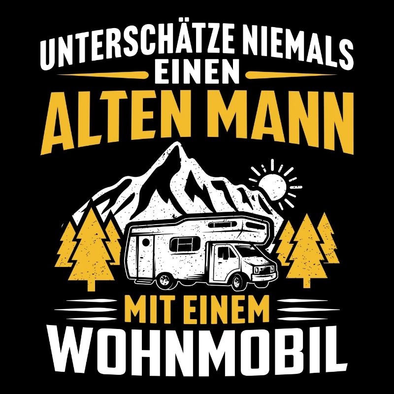 Alten mann mit einem Wohnmobi