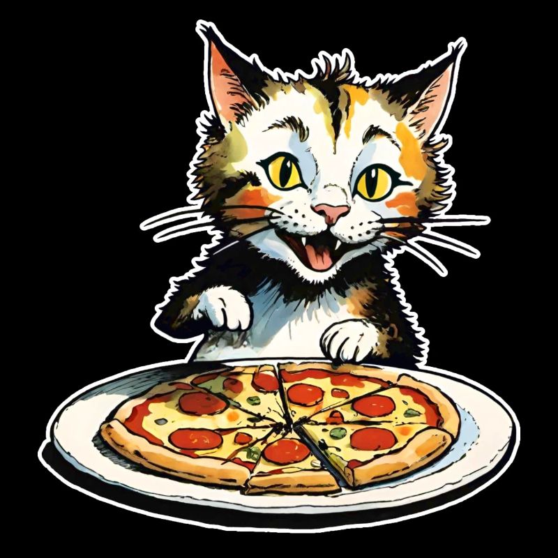 Le chat adore la pizza