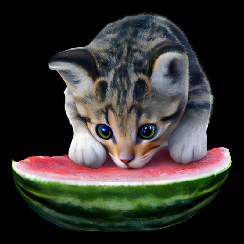 Chat et pastèque