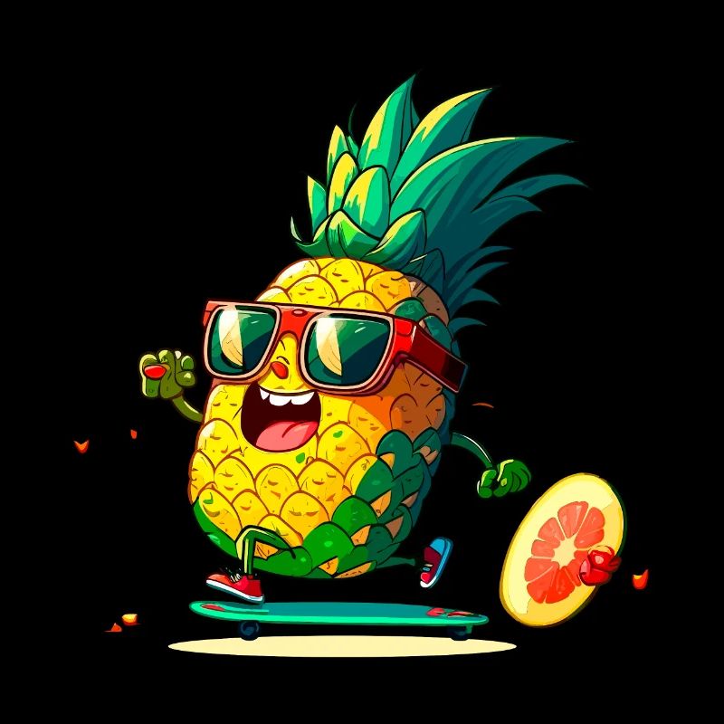 Funny pineapple skating