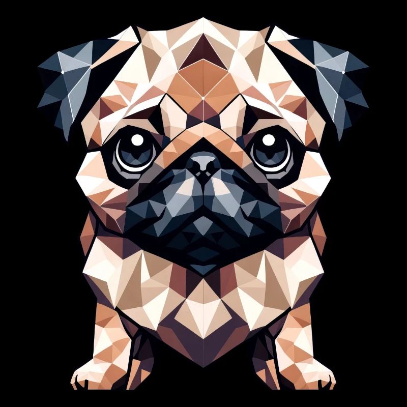 Mops in Polygon-Kunst Geometrisches Design