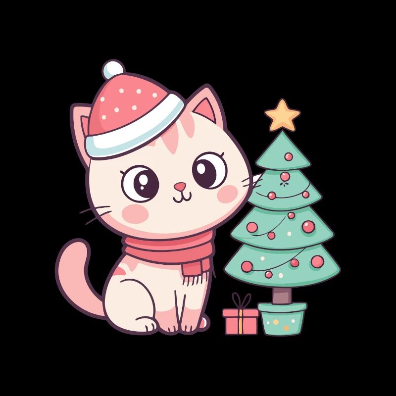 Christmas Kitten by the Tree