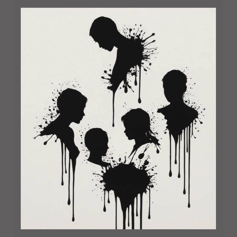 Schwarze Silhouetten mit Farbspritzer-Effekt