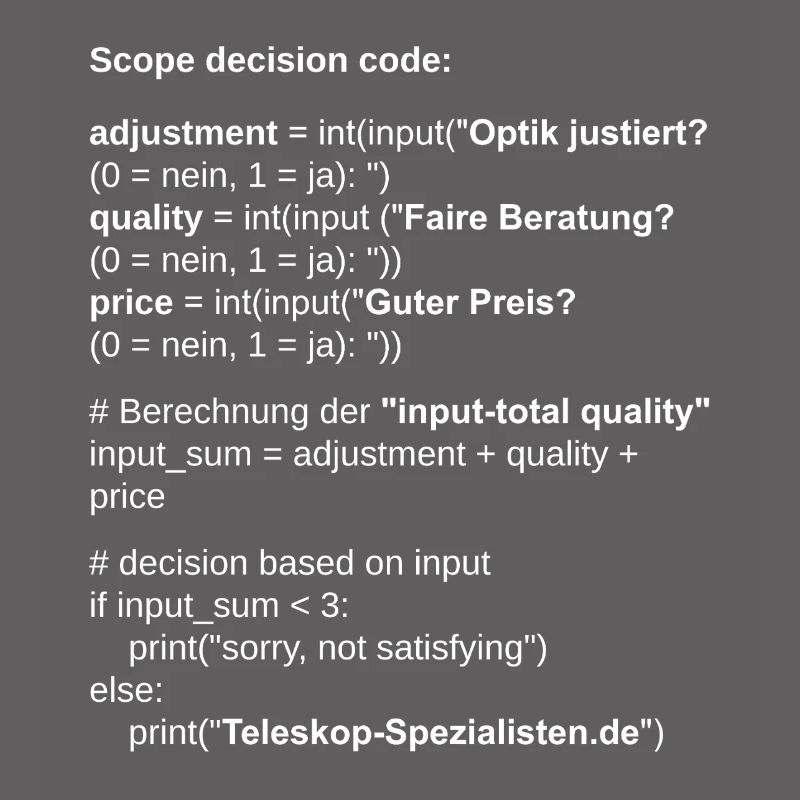 Astronomy Scope Decision Code Telescope
