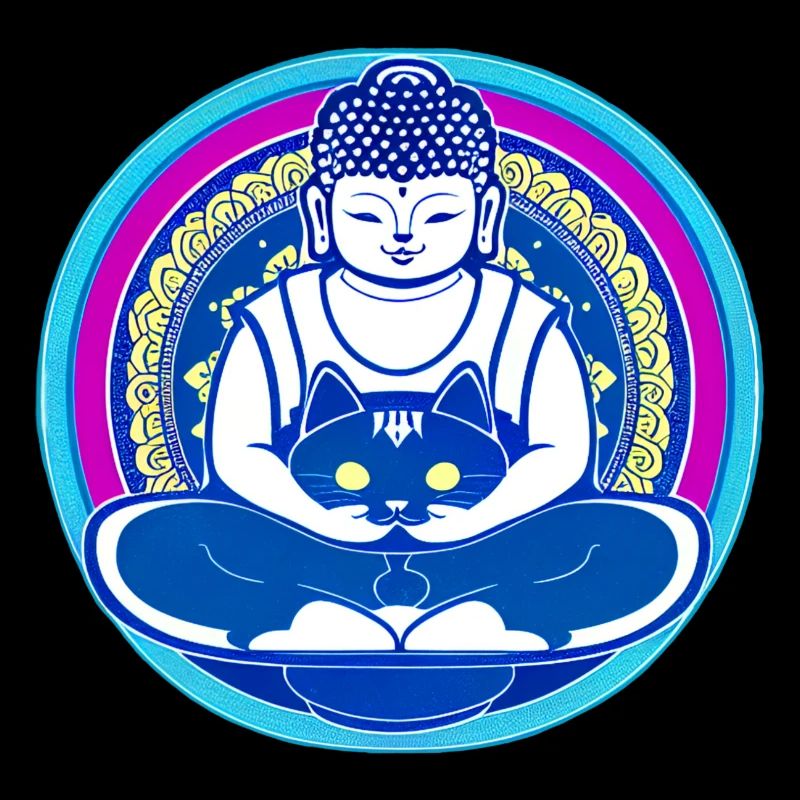 Symbol Buddha mit Katze