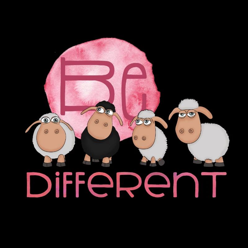 Be Different Sheep - Four sheep black & white