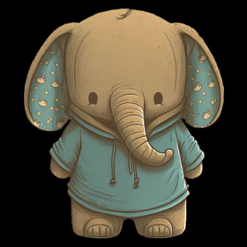 Mignon éléphant avec pull vert pour les enfants