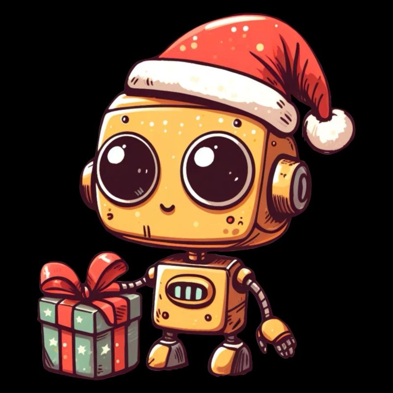 Robot de Noël mignon avec cadeau