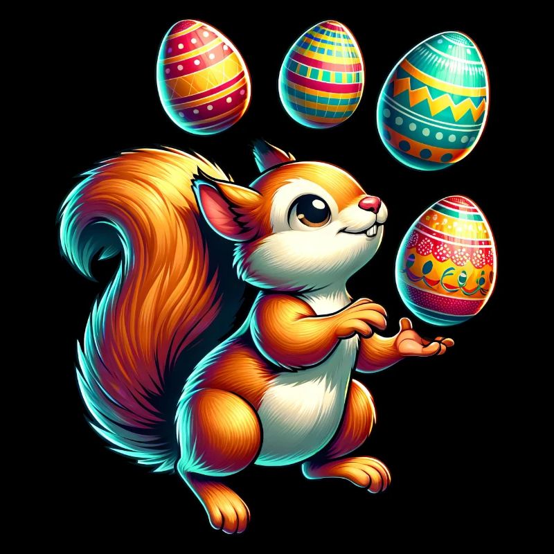 Süßes Eichhörnchen Jongliert Ostereier Comic