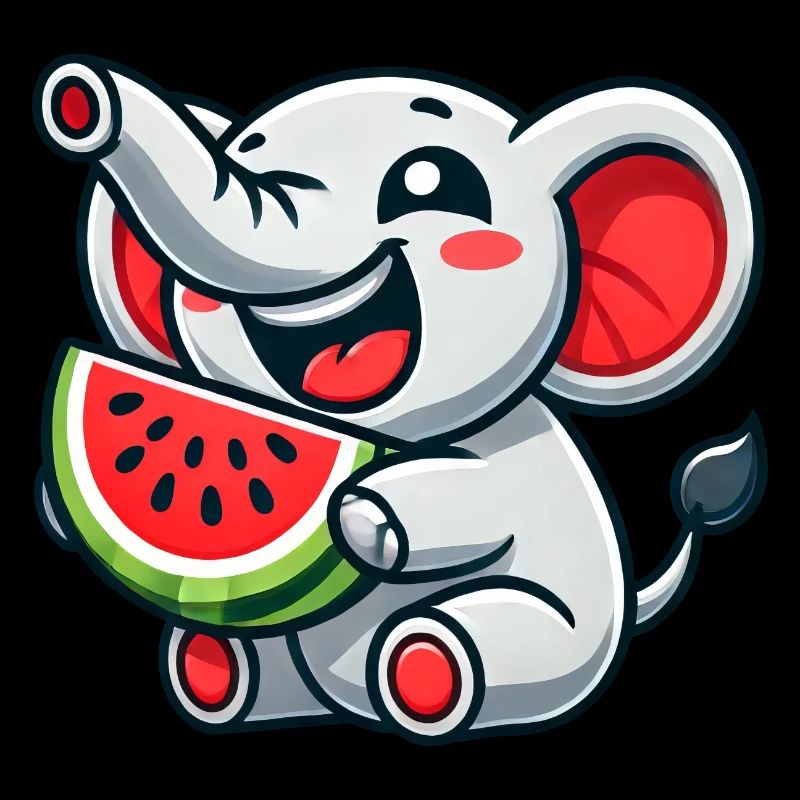 mignon éléphant pastèque fruit d’été rire