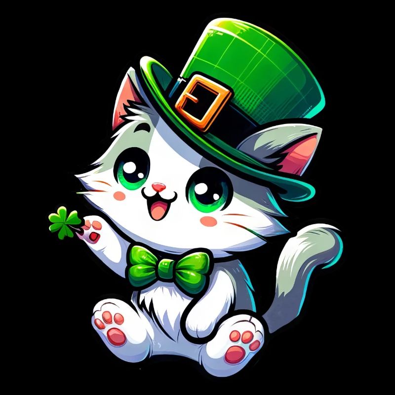 Dessin animé de chat de la Saint-Patrick