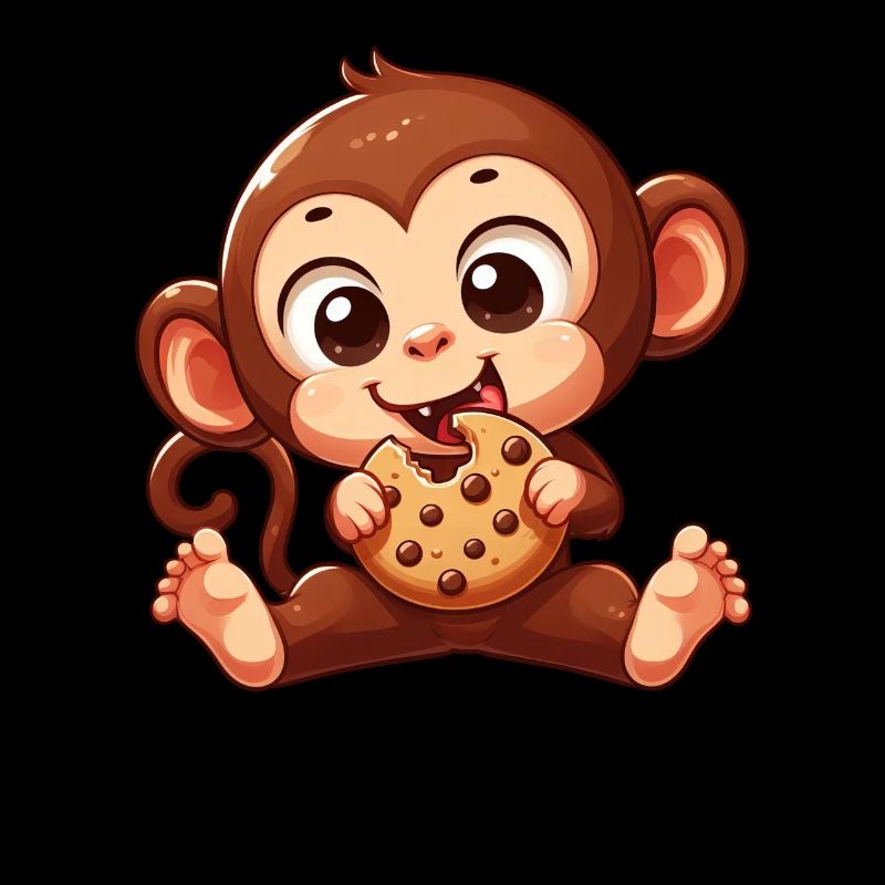 Cute Chimpanzee with Cookie Cartoon