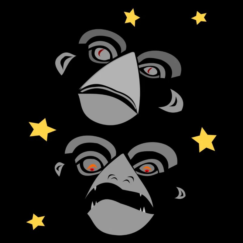 Two monkey faces screaming