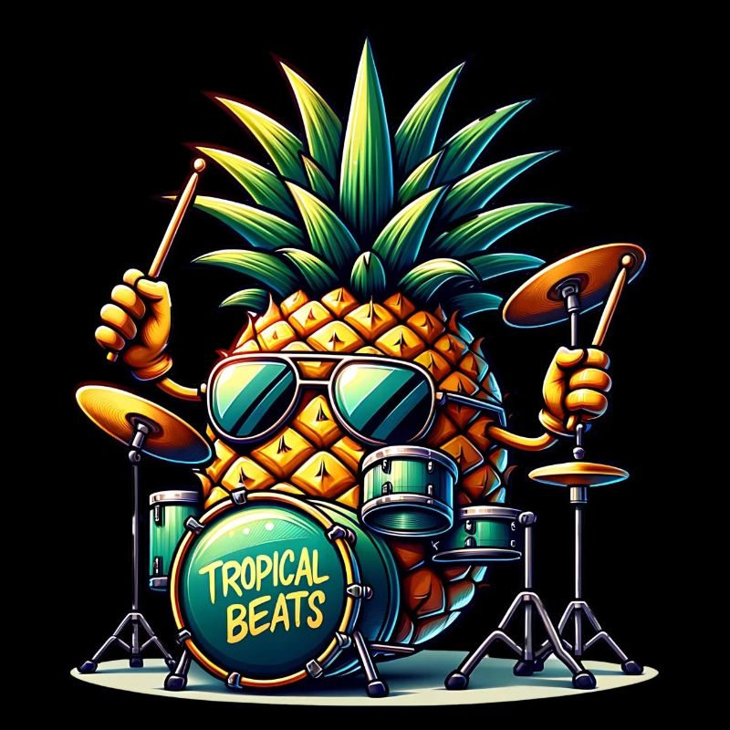 Tropical Beats Pineapple Drummer Illustration