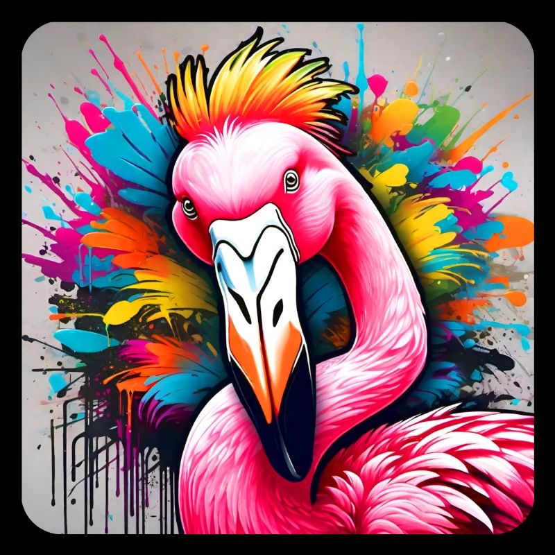 Flamant rose cool dans le style graffiti