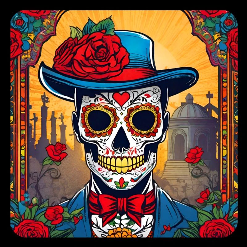 Dia de los Muertos Totenschädel mit Hut