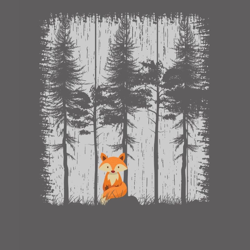 Fox in the Forest Retro Pattern Vintage Tree Forest Funny