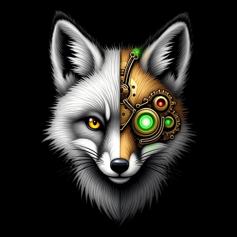 Lustiger Roboter Fuchs Cyborg Tier Fox Süßer Fuchs