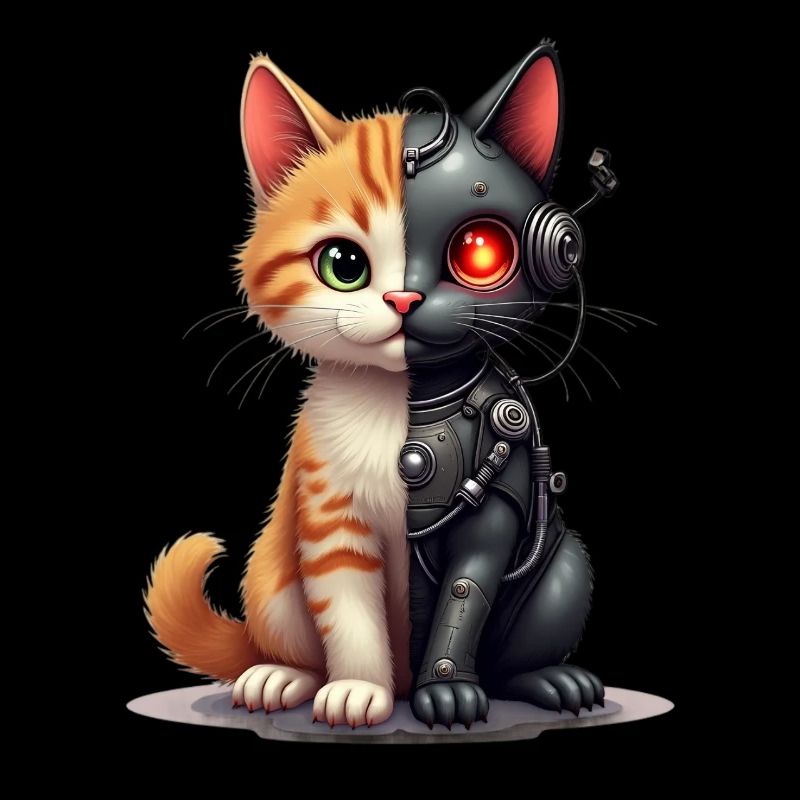 Drôle Robot Chat Tech Chats Cyborg Animal Chat