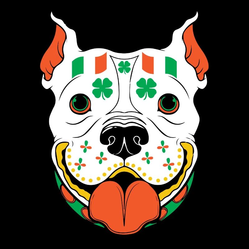 Drapeau de la Saint-Patrick Skull Pitbull Irlande