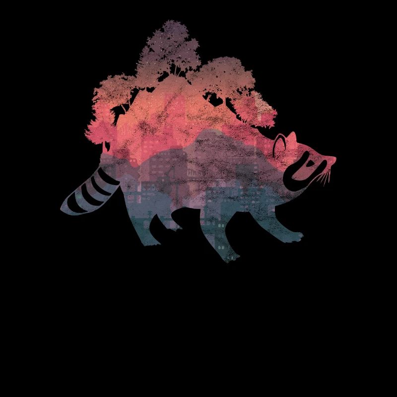 Waschbär Silhouette Geschenk Wildtier Farbeffekt