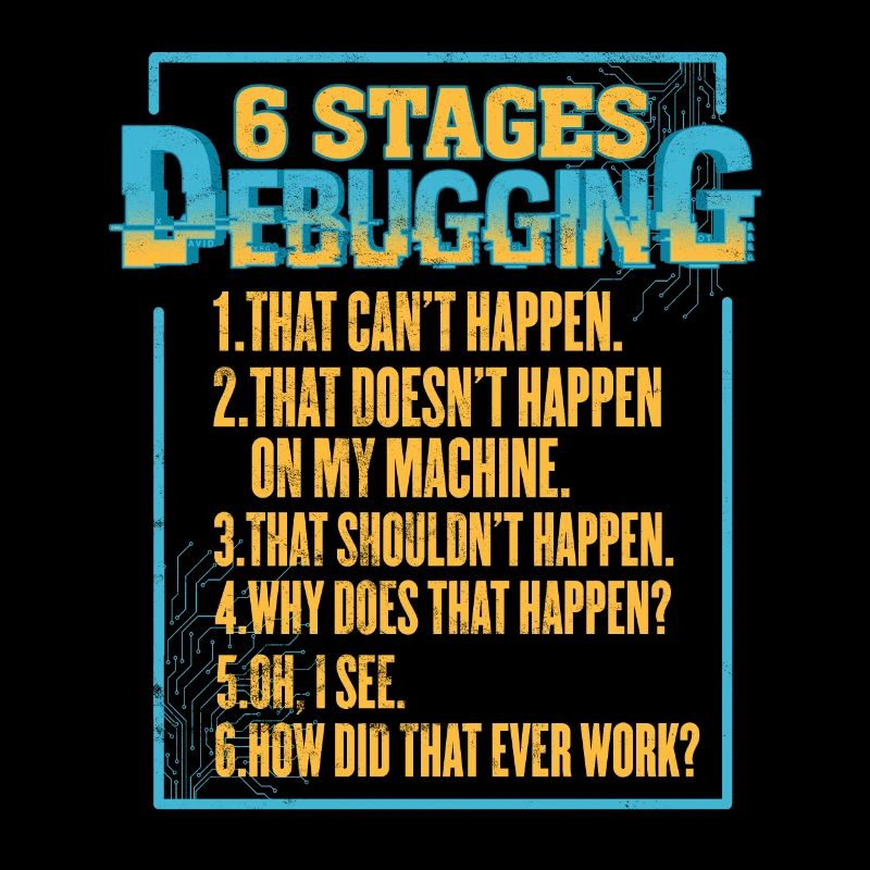 6 Stufen des Debuggings Geek Programmierer Nerd