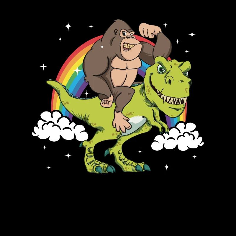 Affe Gorilla Reitet Auf T-Rex Dinausaurier