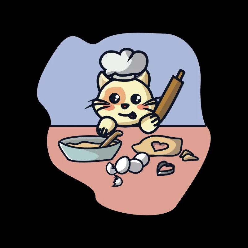 Katze beim Kekse backen