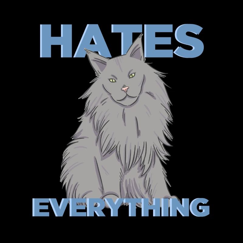 Katze Maine Coon Geschenk Shirt Hates Everything