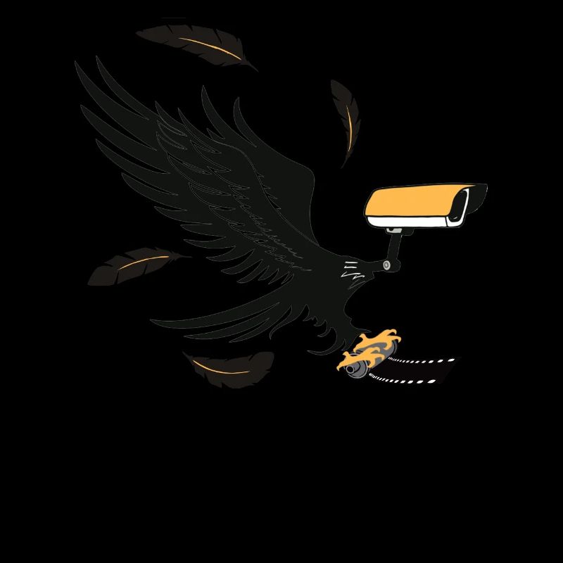 Watching eagle with movie roll in claws