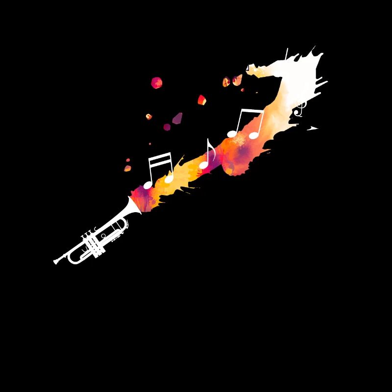 Trompete mit Musiknoten