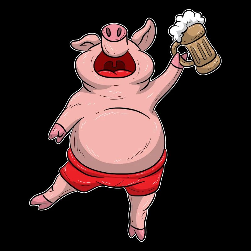 Funny Beer Drinking Pig