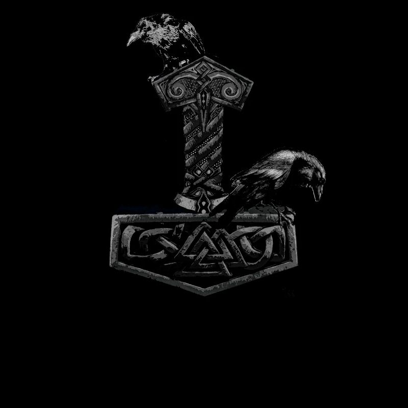 Mjölnir Thor's Hammer and Odin's Ravens