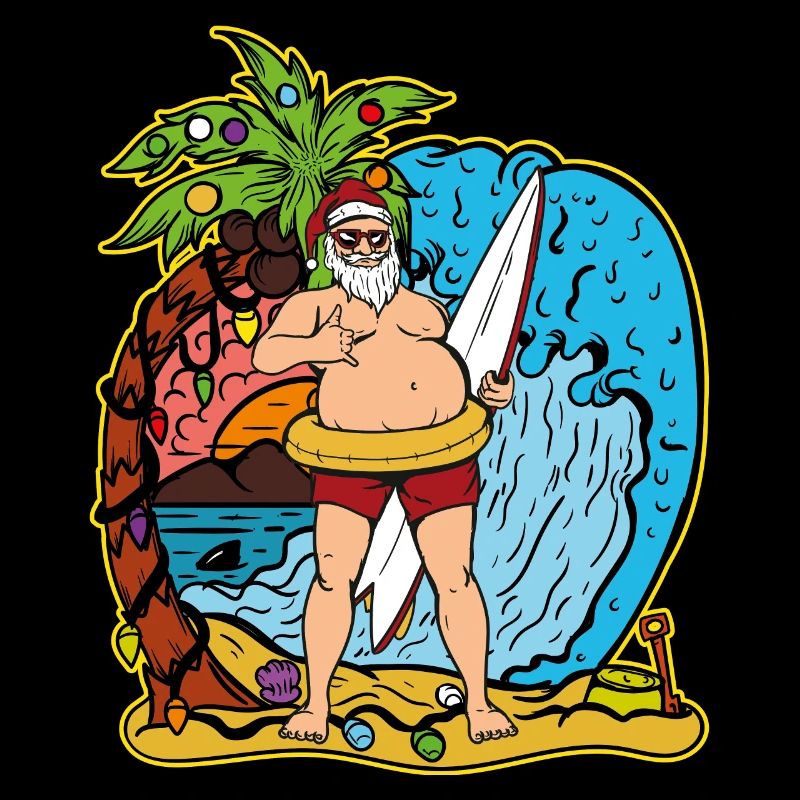 Surfeur Père Noël Cadeau vacances
