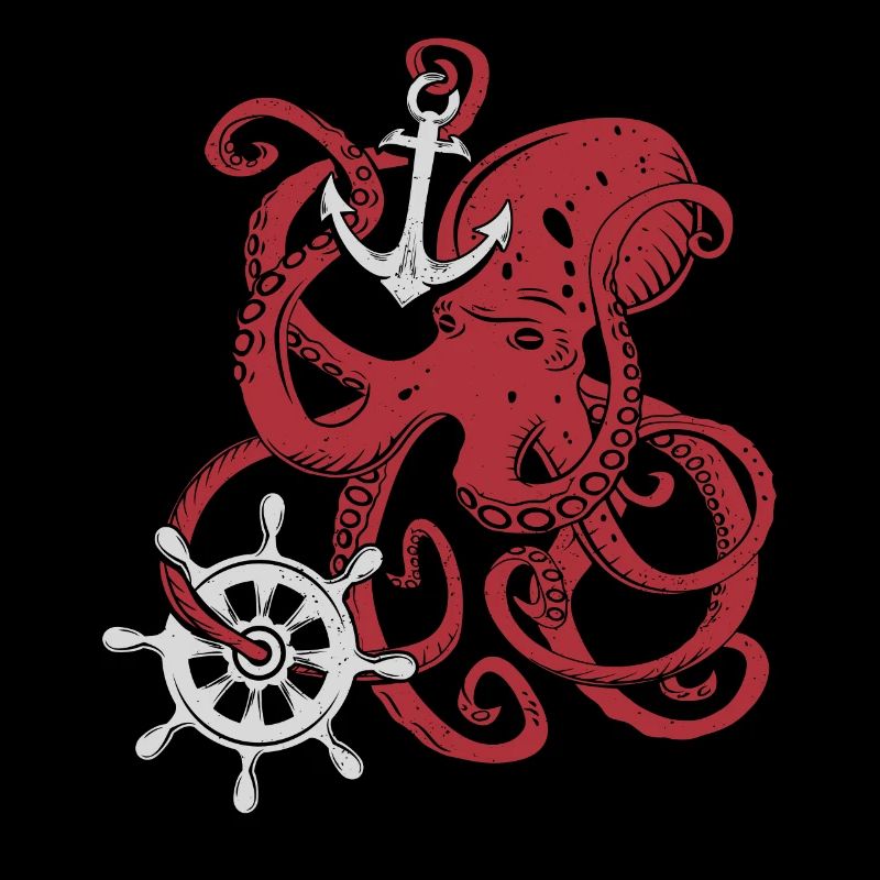 Giant Octopus Vintage Nautical Design Theme